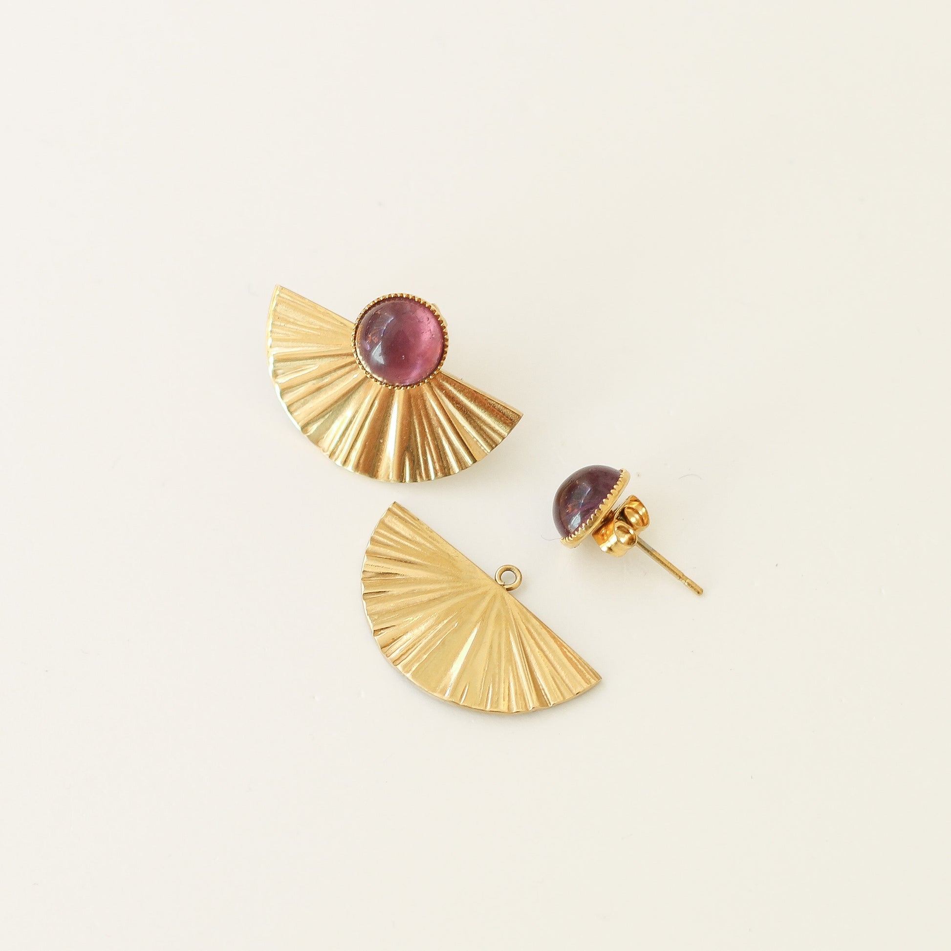 Boucles demi-lune Améthyste (grande) - Mahny Jewelry