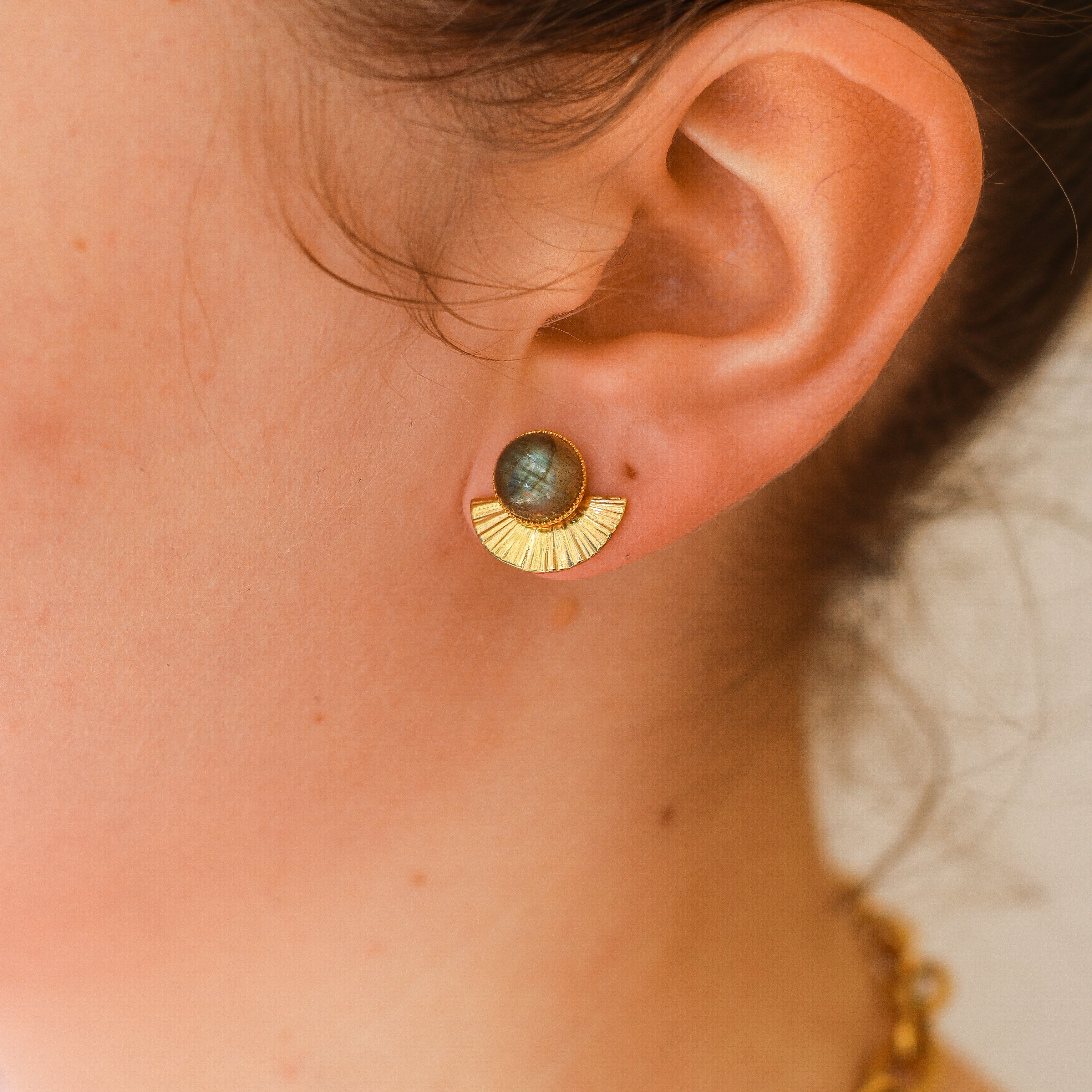 boucle labradorite acier petite inoxydable doré