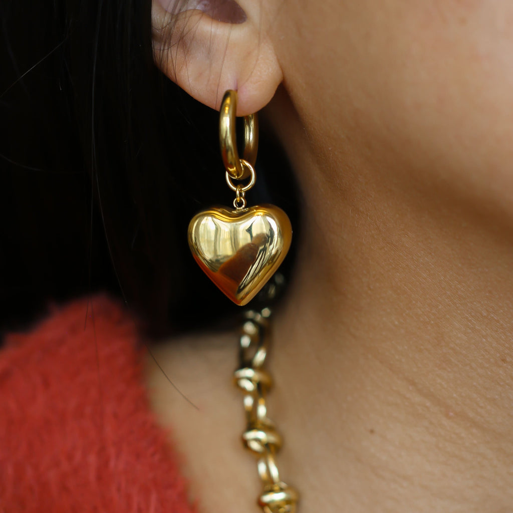 anneau acier inoxydable coeur doré pendentif