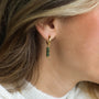 boucles d'oreilles créoles dorées et Jade olive verte