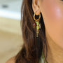 Boucles anneaux Jaspe dalmatien Jadéite, vue à plat, création Mahny bijoux pierres semi-précieuses.