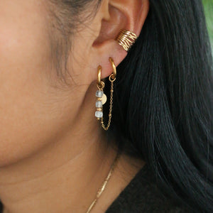 duo de boucles d'oreilles dorées en perles de Labradorite