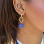 Boucles anneaux Lapis Lazuli, vue rapprochée, Mahny bijoux pierres naturelles.