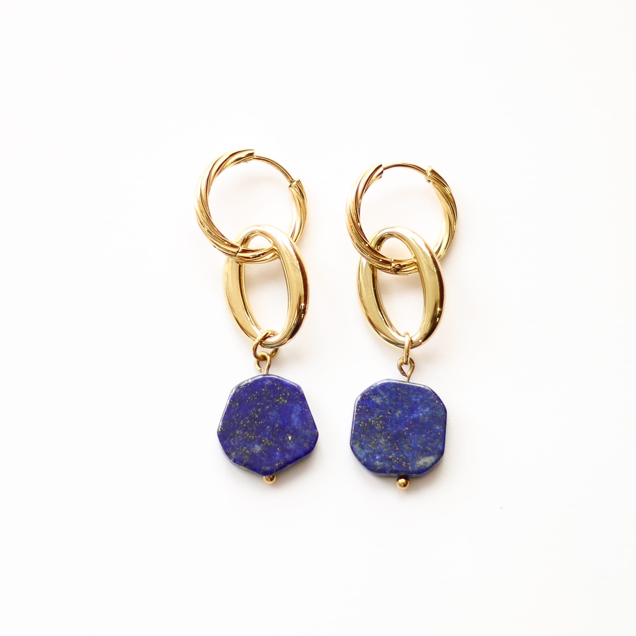 Boucles anneaux Lapis Lazuli, Mahny bijoux pierre fine.