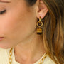 Boucles anneaux Œil de tigre, vue de profil, Mahny bijoux pierre fine.