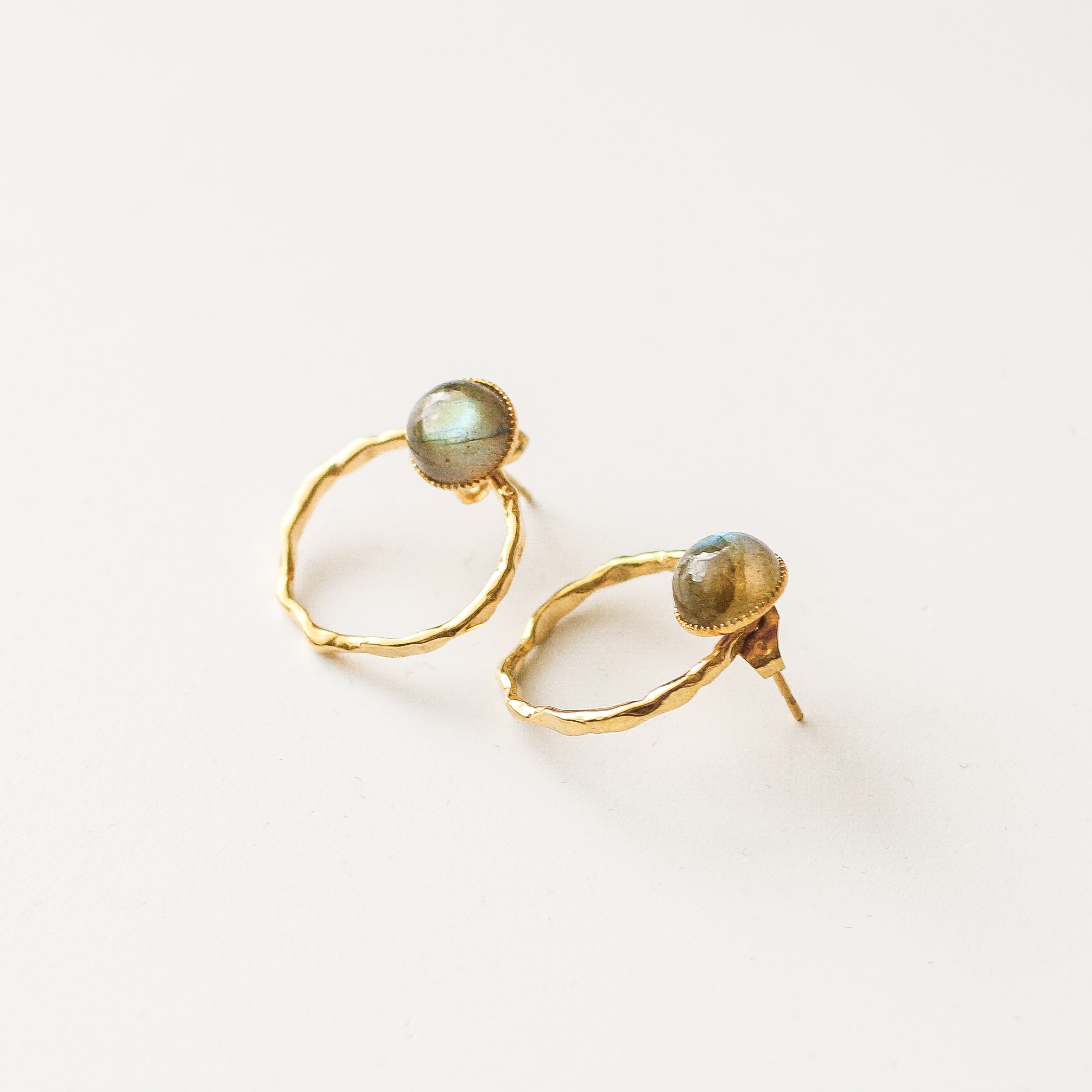 boucle anneau labradorite pierre acier inoxydable