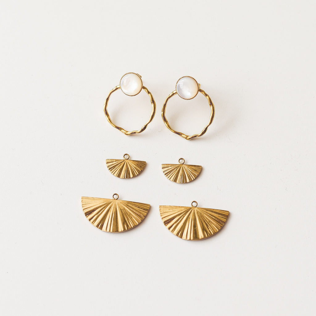 boucle nacre petite acier pampille interchangeable