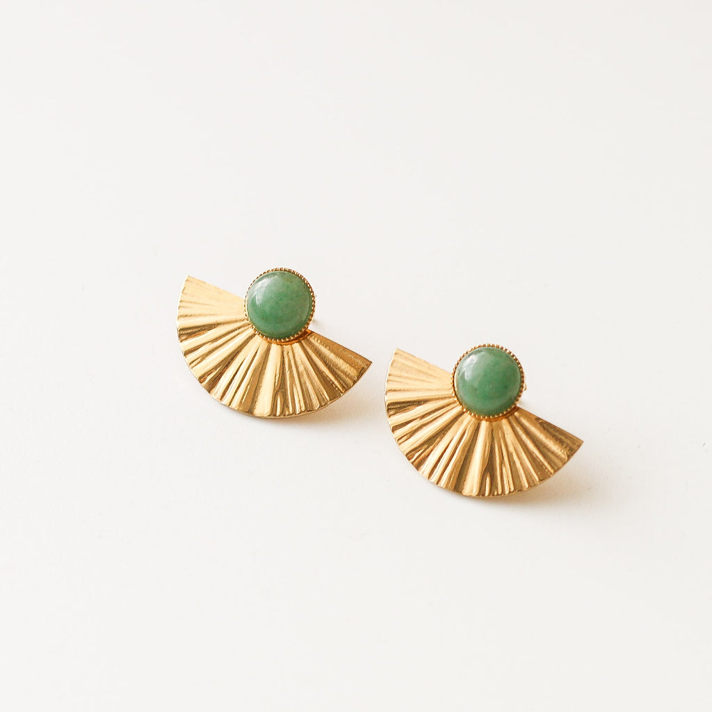 boucle aventurine demi lune grande verte