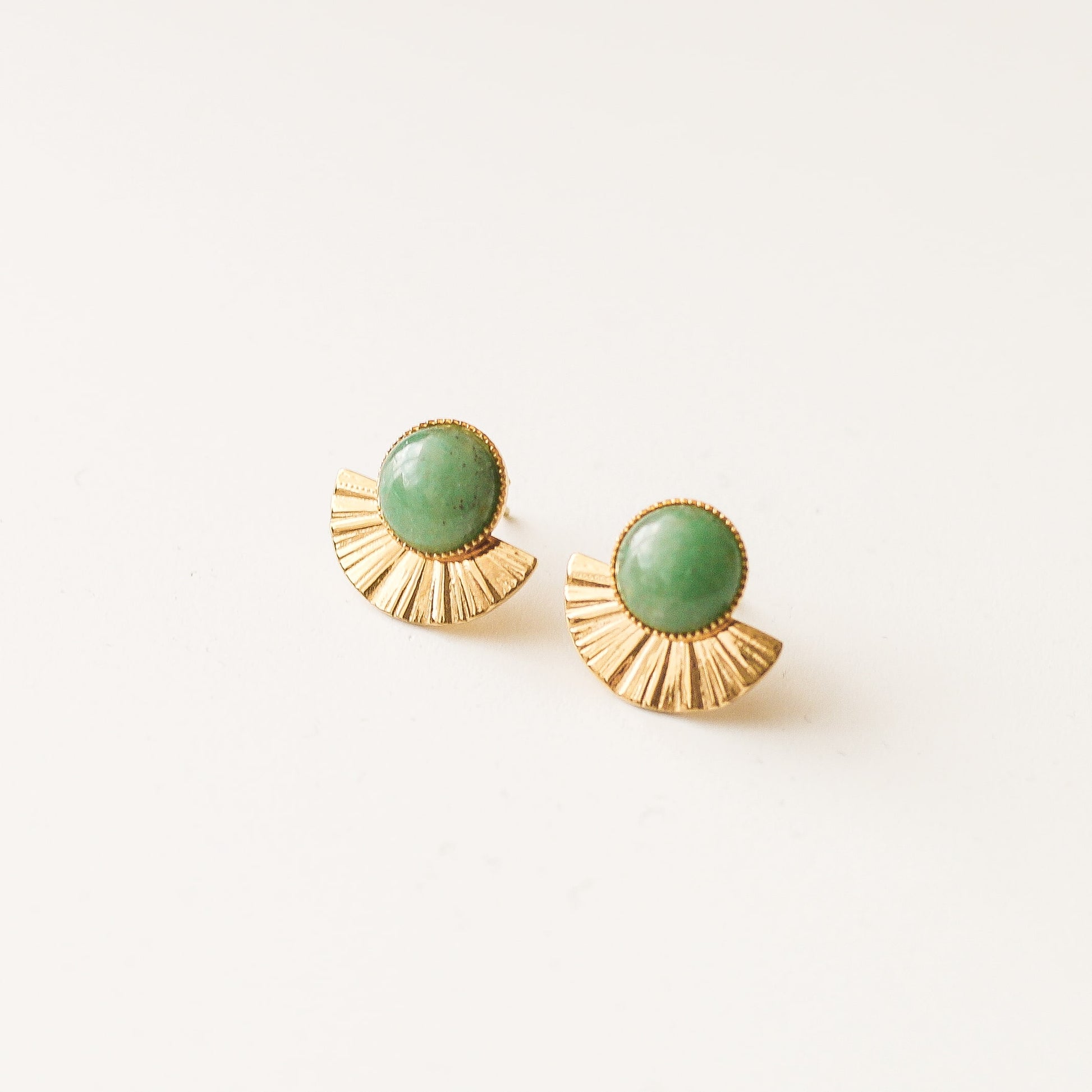 boucle aventurine demi lune petite acier