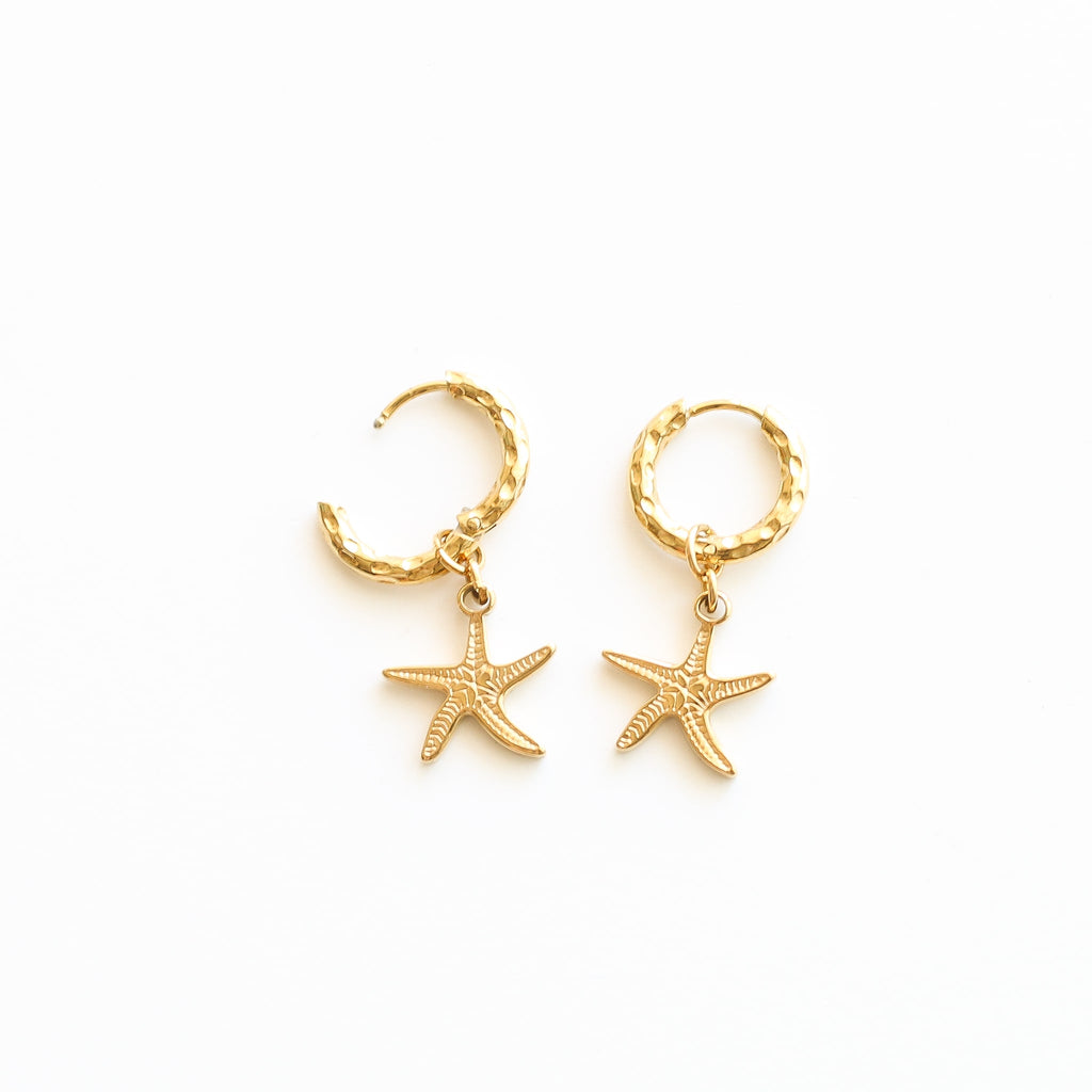 boucle oreille anneau étoile mer acier