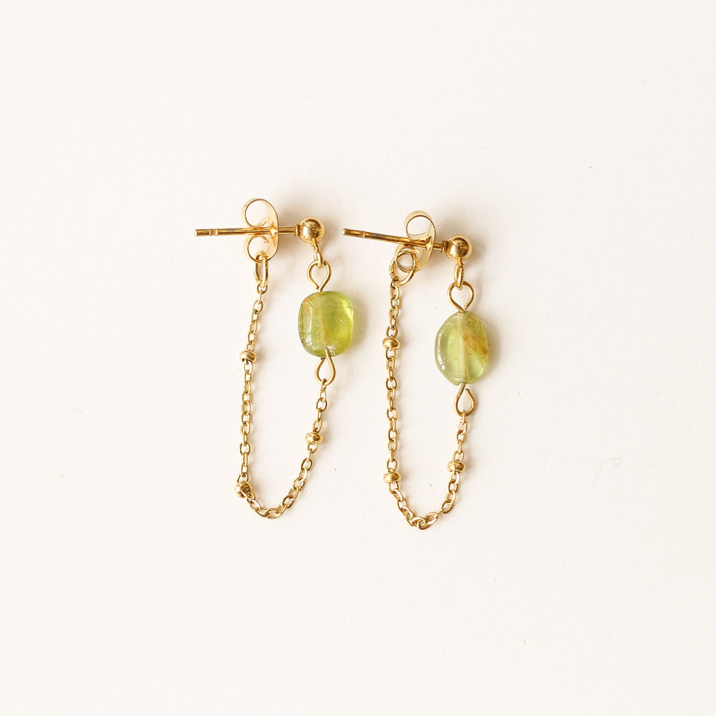 boucle oreille pendante péridot verte