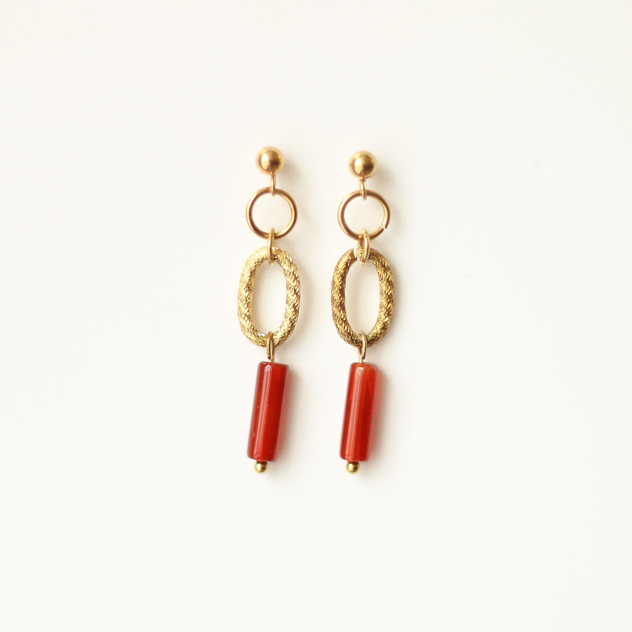 Boucles d'oreilles Agate rouge anneaux