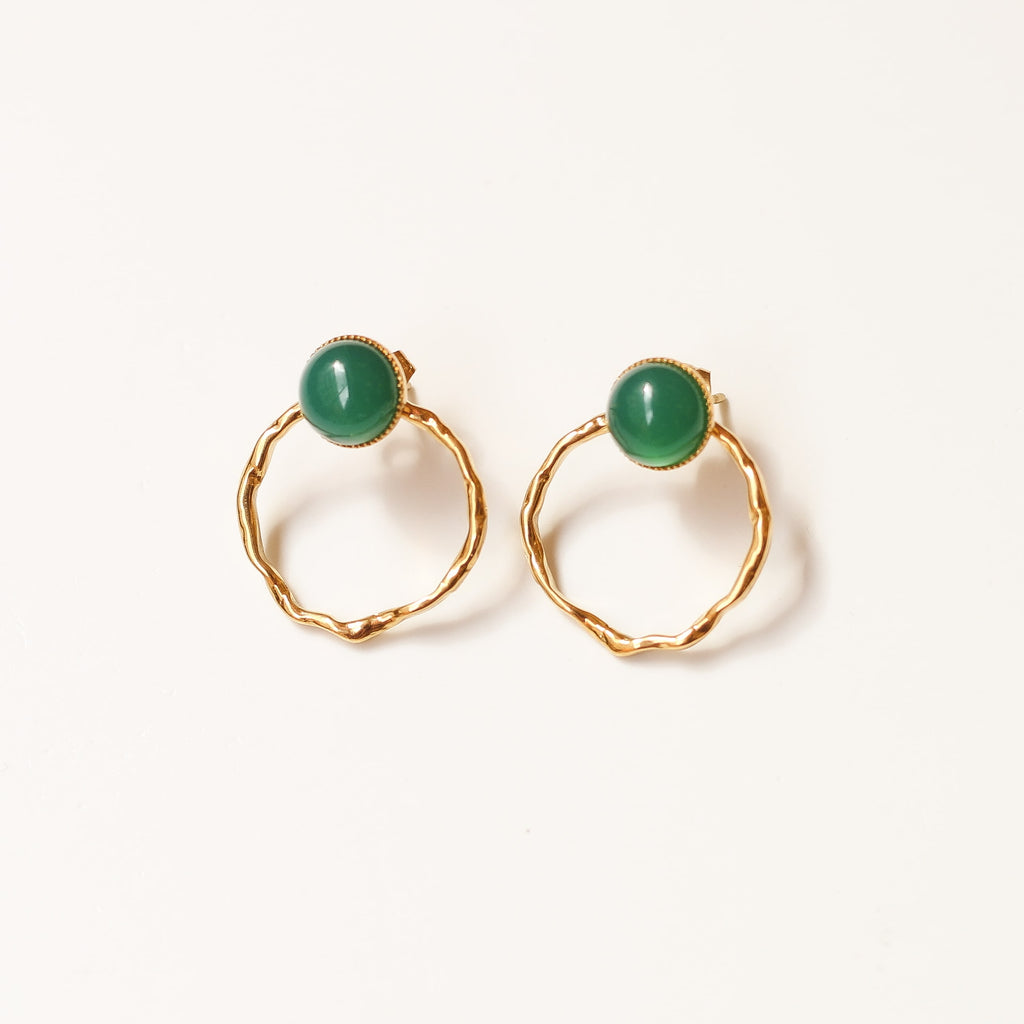 boucle anneau agate verte pampille interchangeable