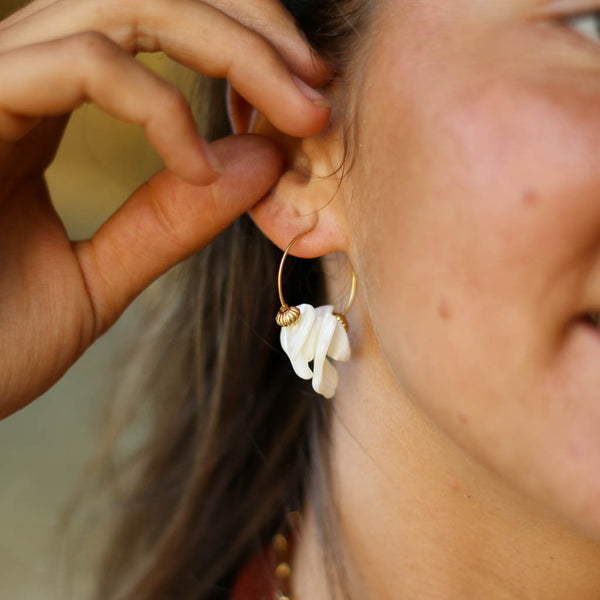 boucles anneau nacre naturelle waterproof
