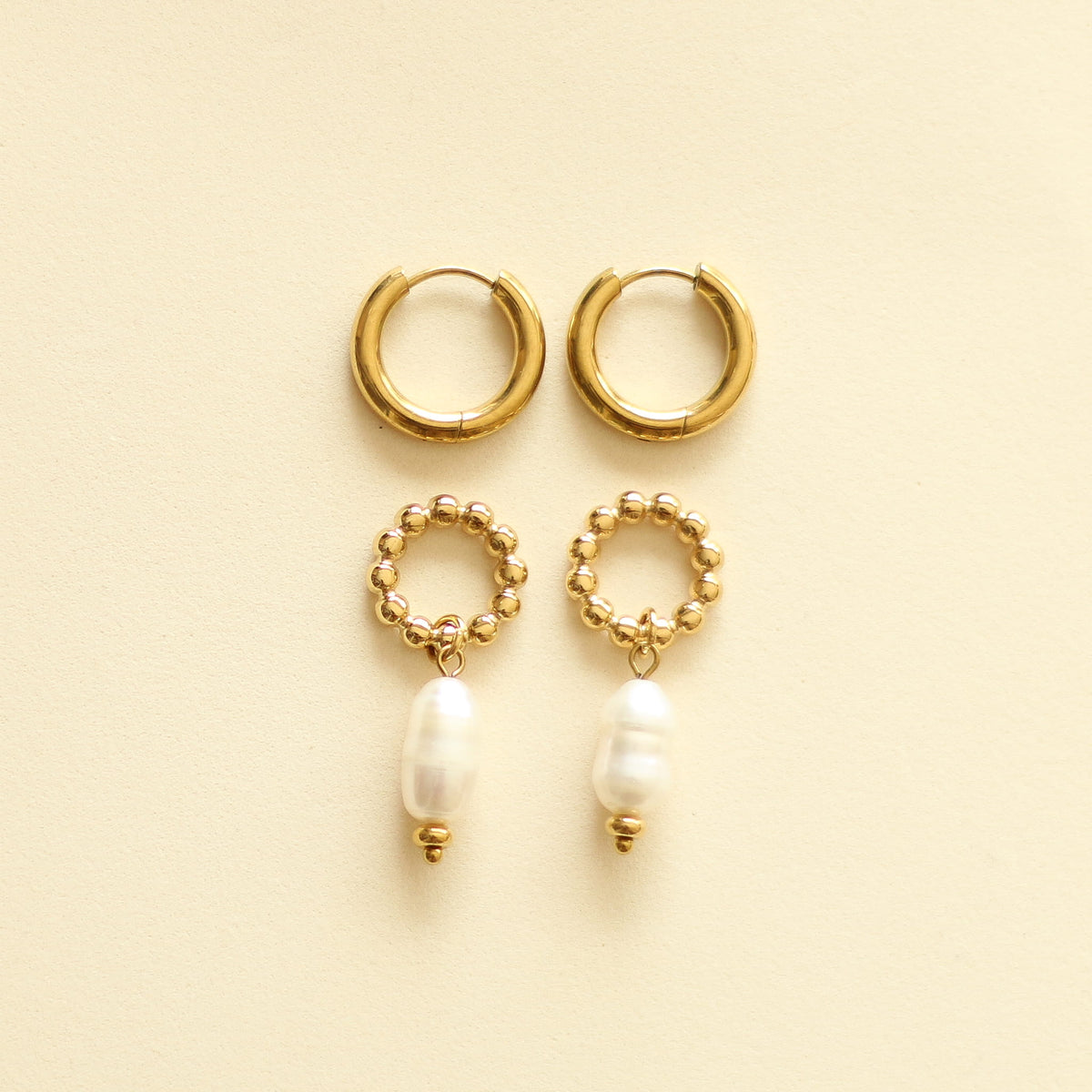 Boucles d'oreilles Perle baroque anneau