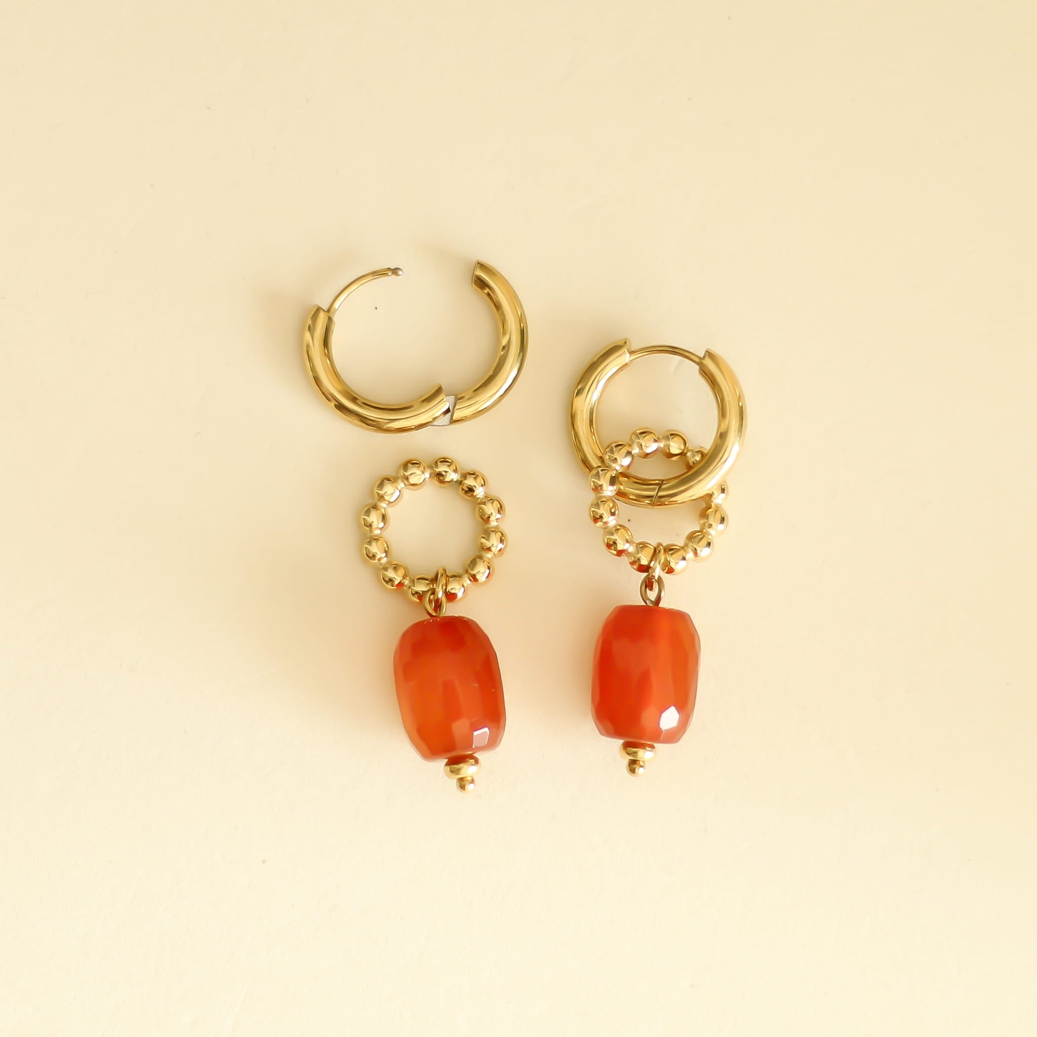 Boucles d'oreilles Cornaline anneau