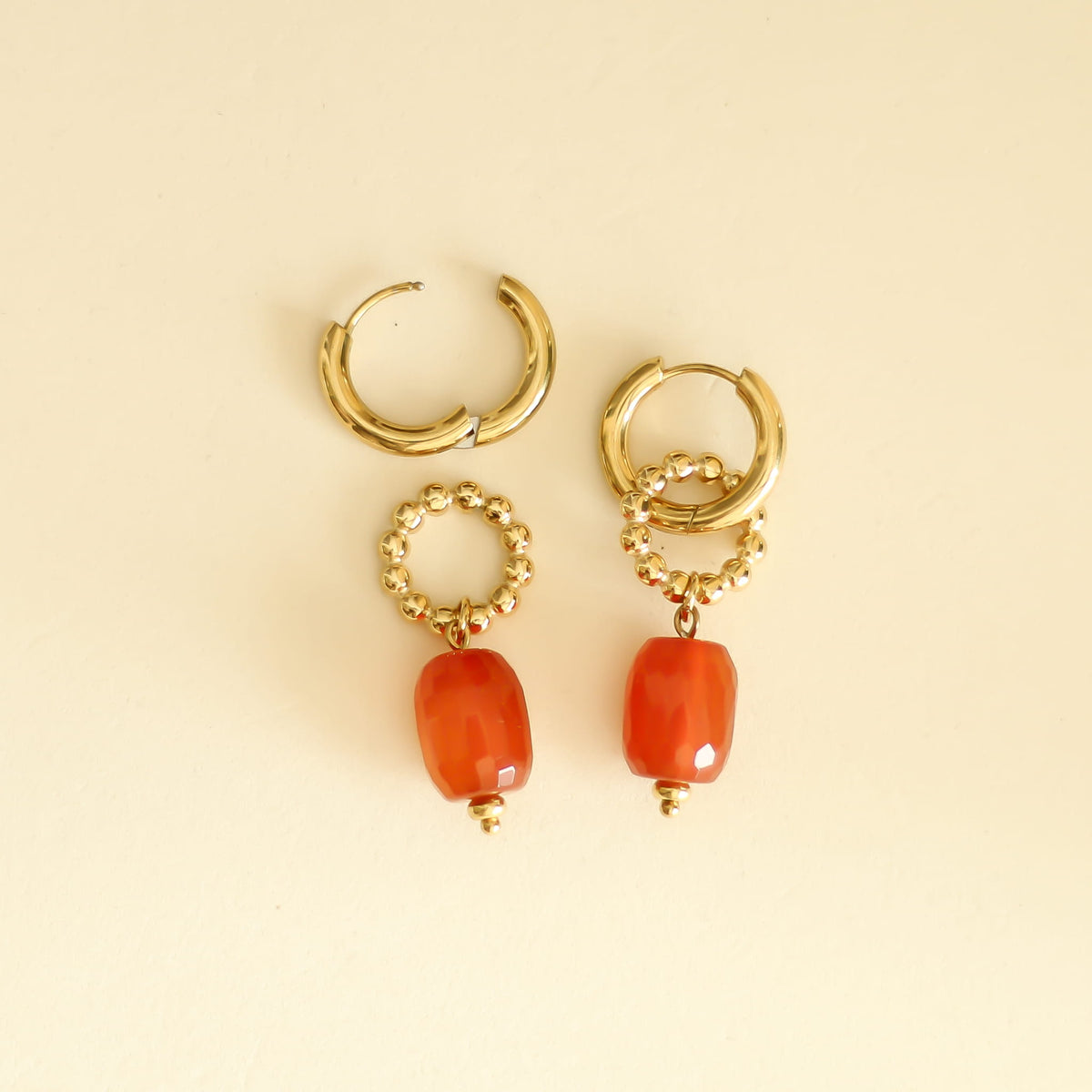Boucles d'oreilles Cornaline anneau
