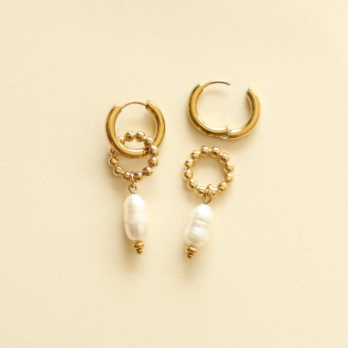 Boucles d'oreilles Perle baroque anneau