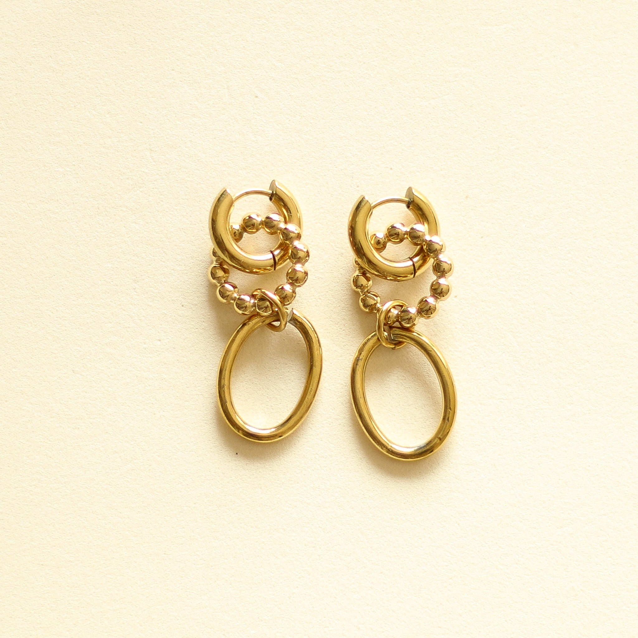 Boucles d'oreilles dorées double anneaux