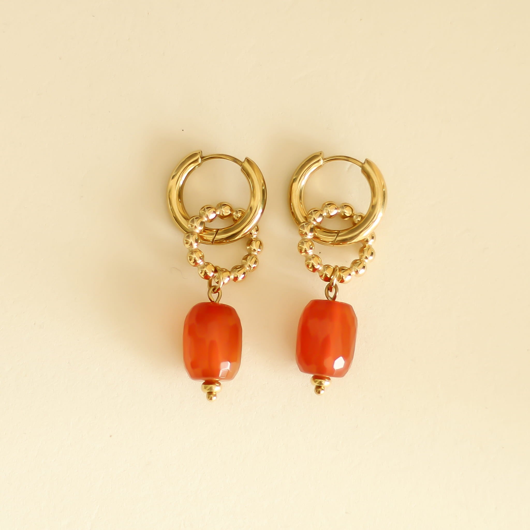Boucles d'oreilles Cornaline anneau