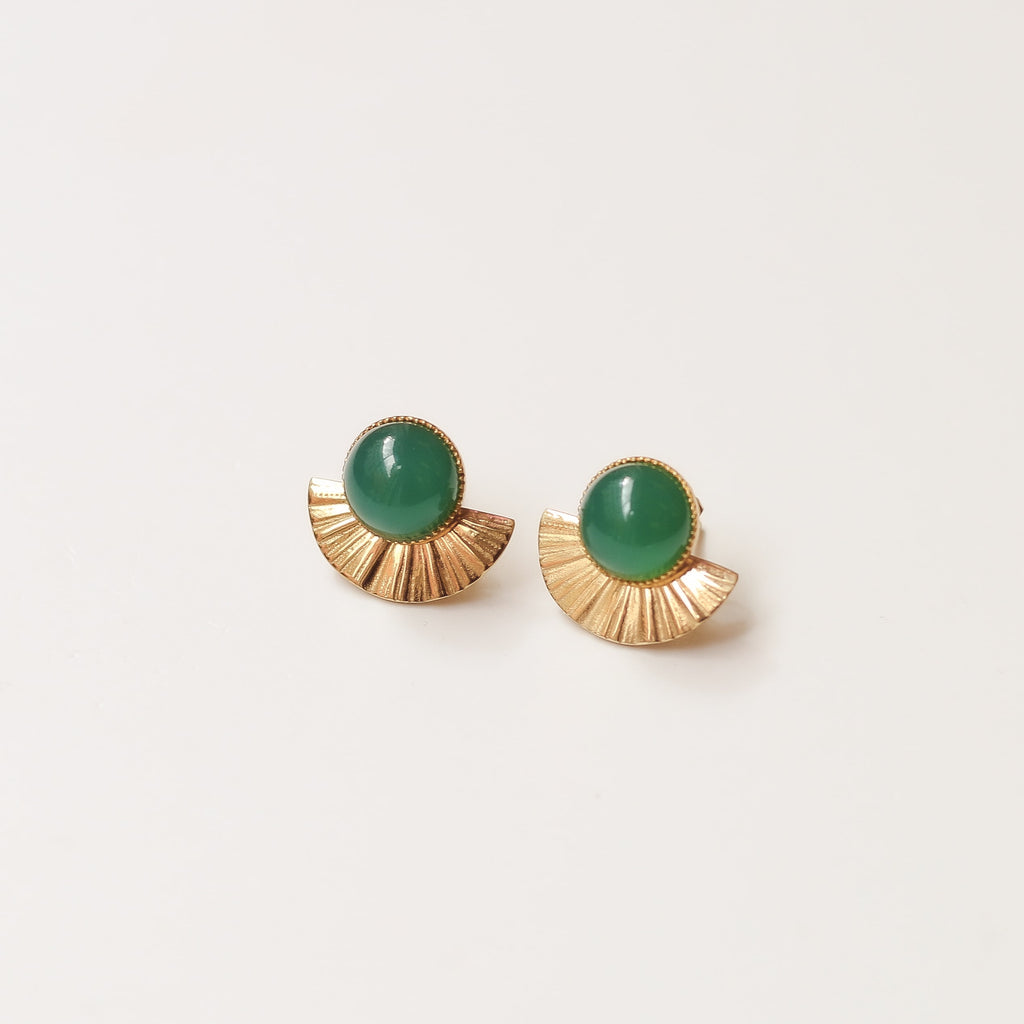 boucle agate petite verte demi lune