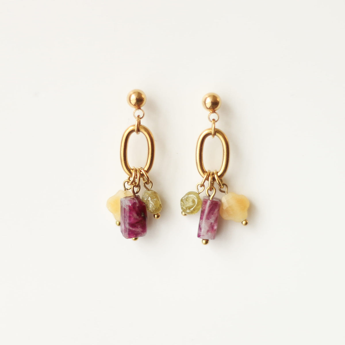 Boucles d'oreilles Lépidolite pendante