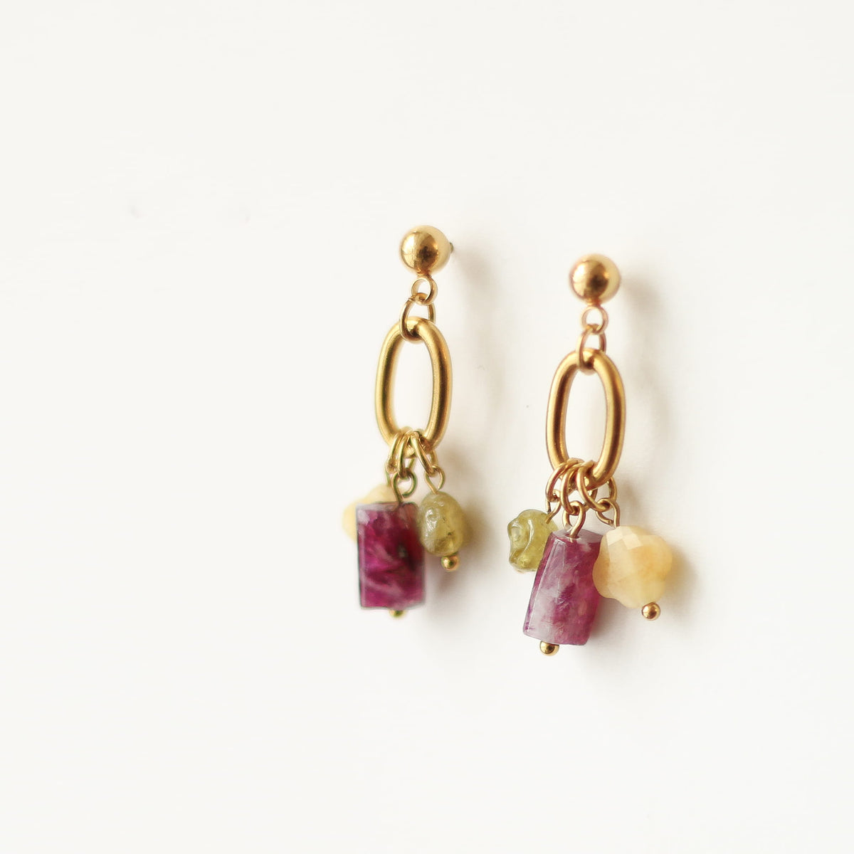 Boucles d'oreilles Lépidolite pendante