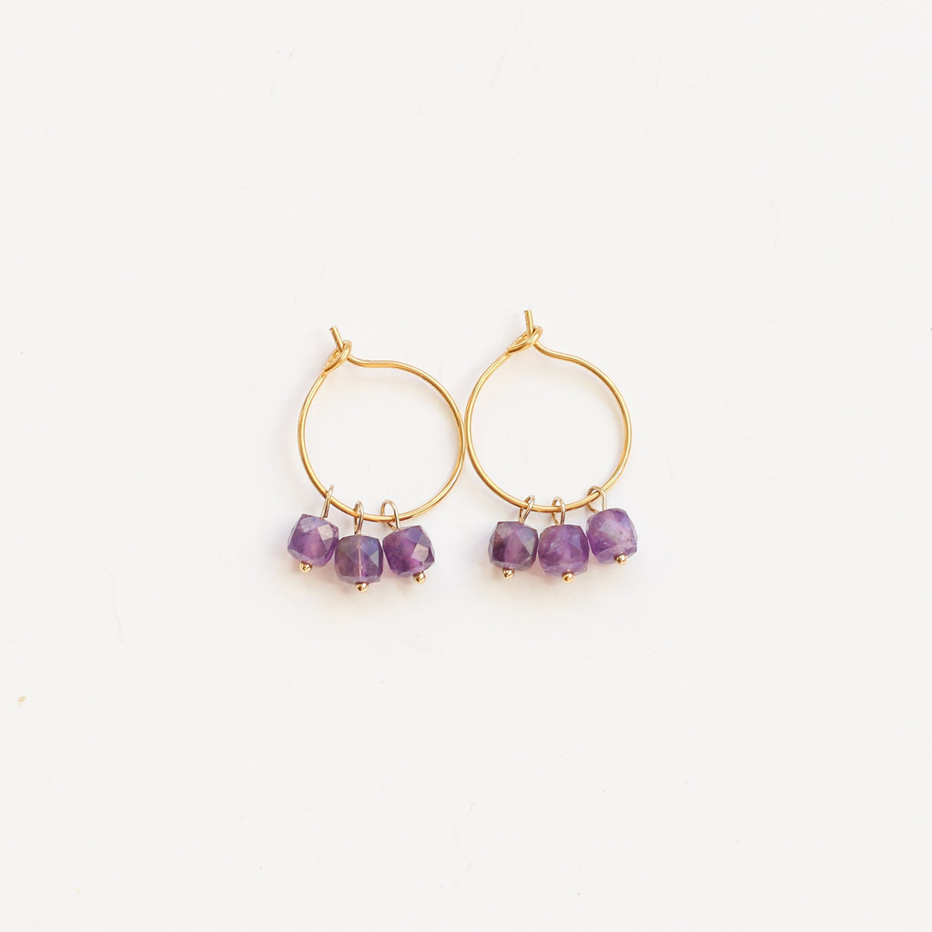 boucles mini créole acier améthyste bijou