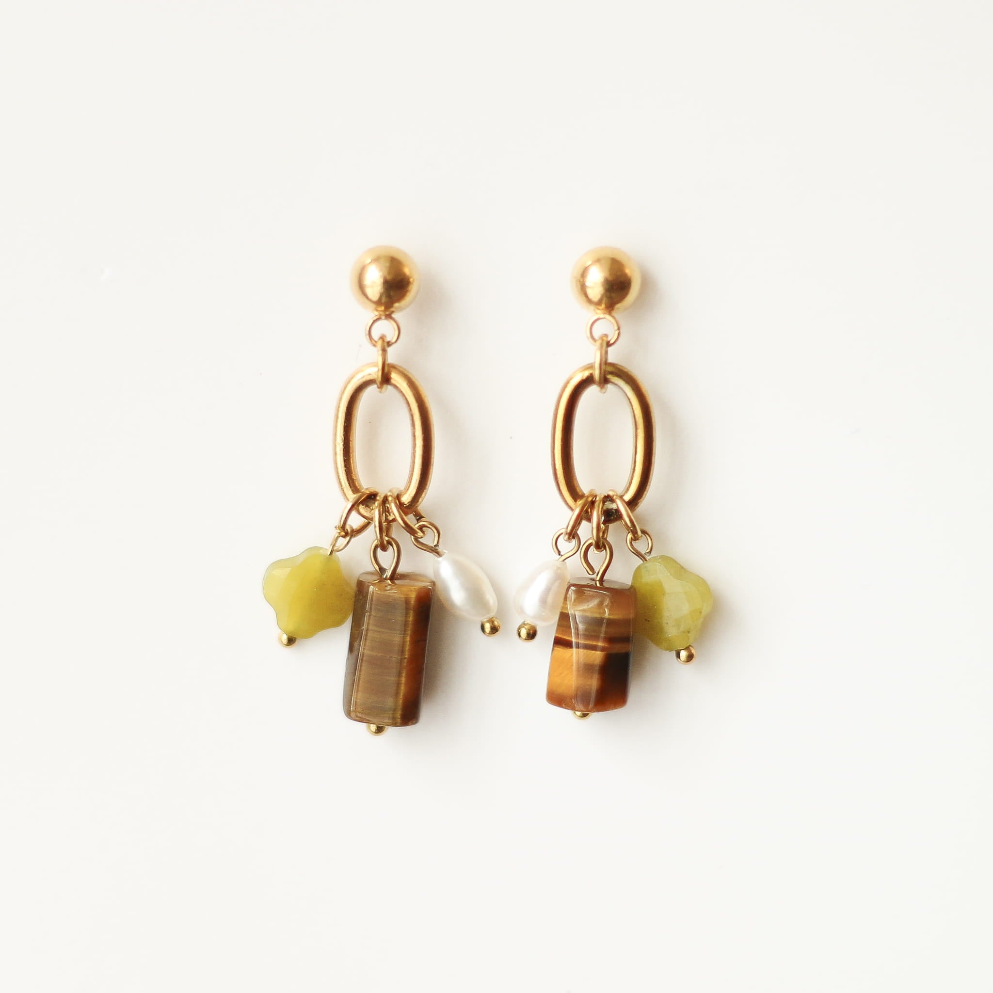 Boucles d'oreilles Œil de tigre pendante