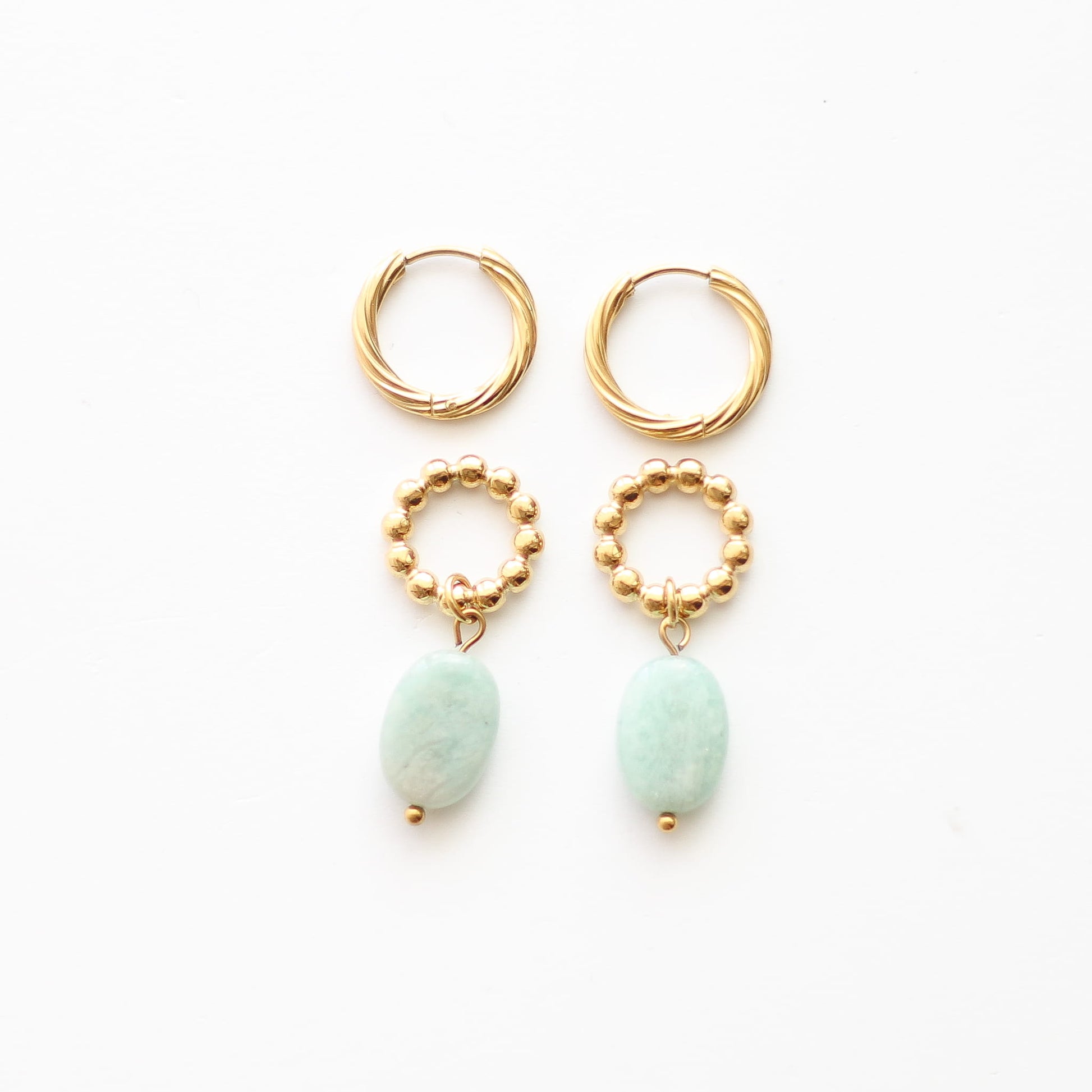 Créoles en amazonite, bijou femme.