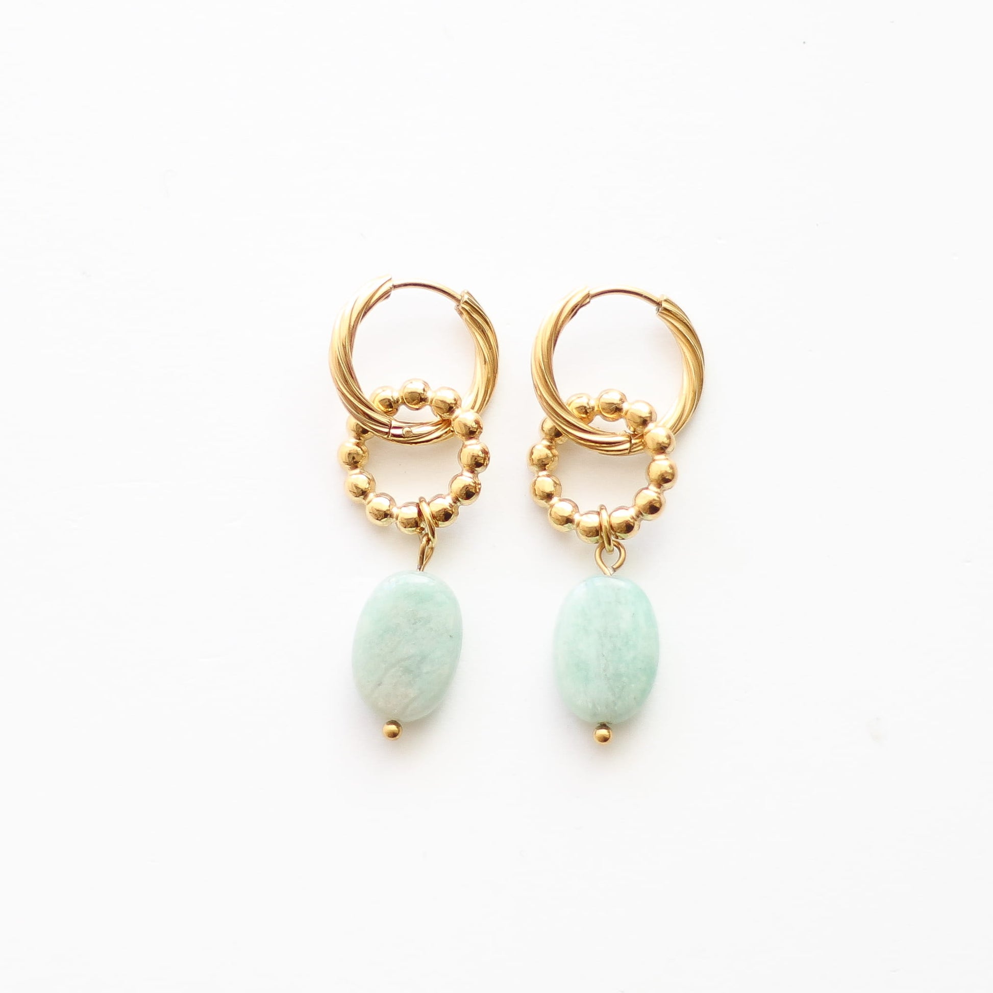 Créoles en amazonite, création faite main.