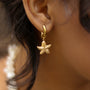 Boucles d'oreilles à pendentif étoile de mer doré, acier inoxydable doré.