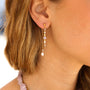 Boucles d'oreilles en kunzite rose à chaîne, pierre naturelle fine.
