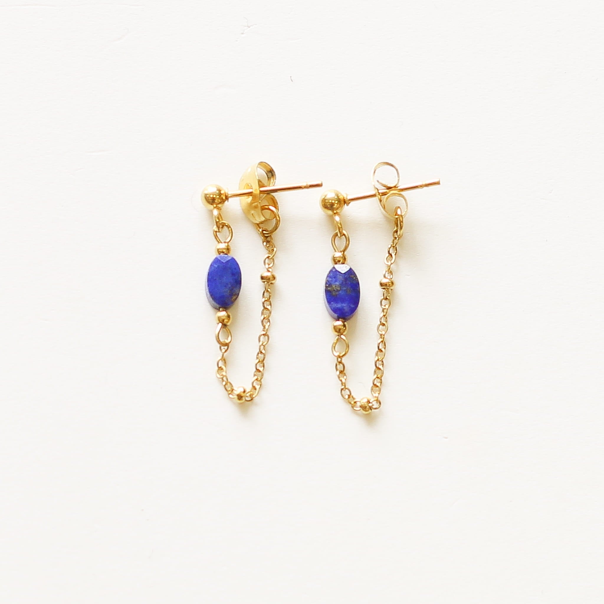 Boucles puce Lapis Lazuli, Mahny pierres assemblées main, Paris.