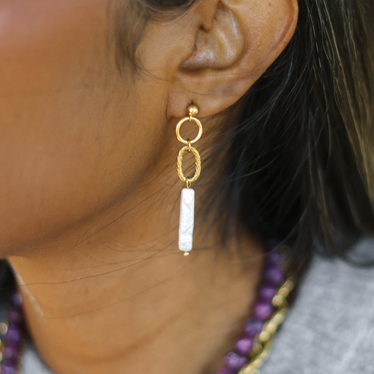 Boucles d'oreilles Perle longue anneaux