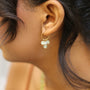 Boucles d'oreilles en préhnite verte, acier inoxydable doré.