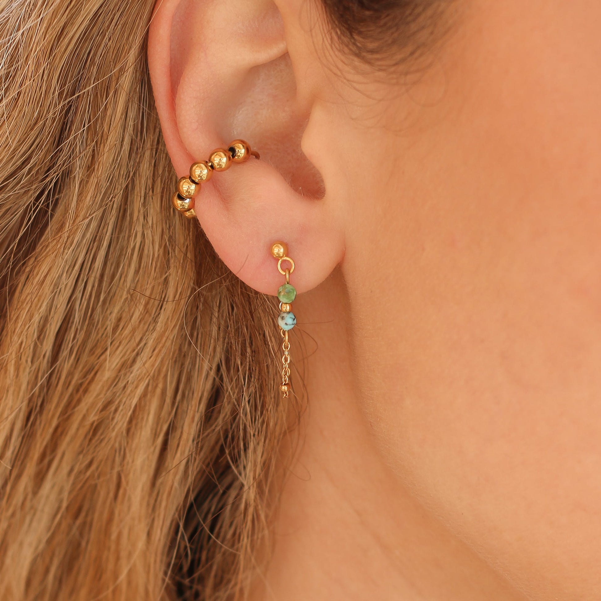 Boucles d'oreilles en turquoise, création faite main.