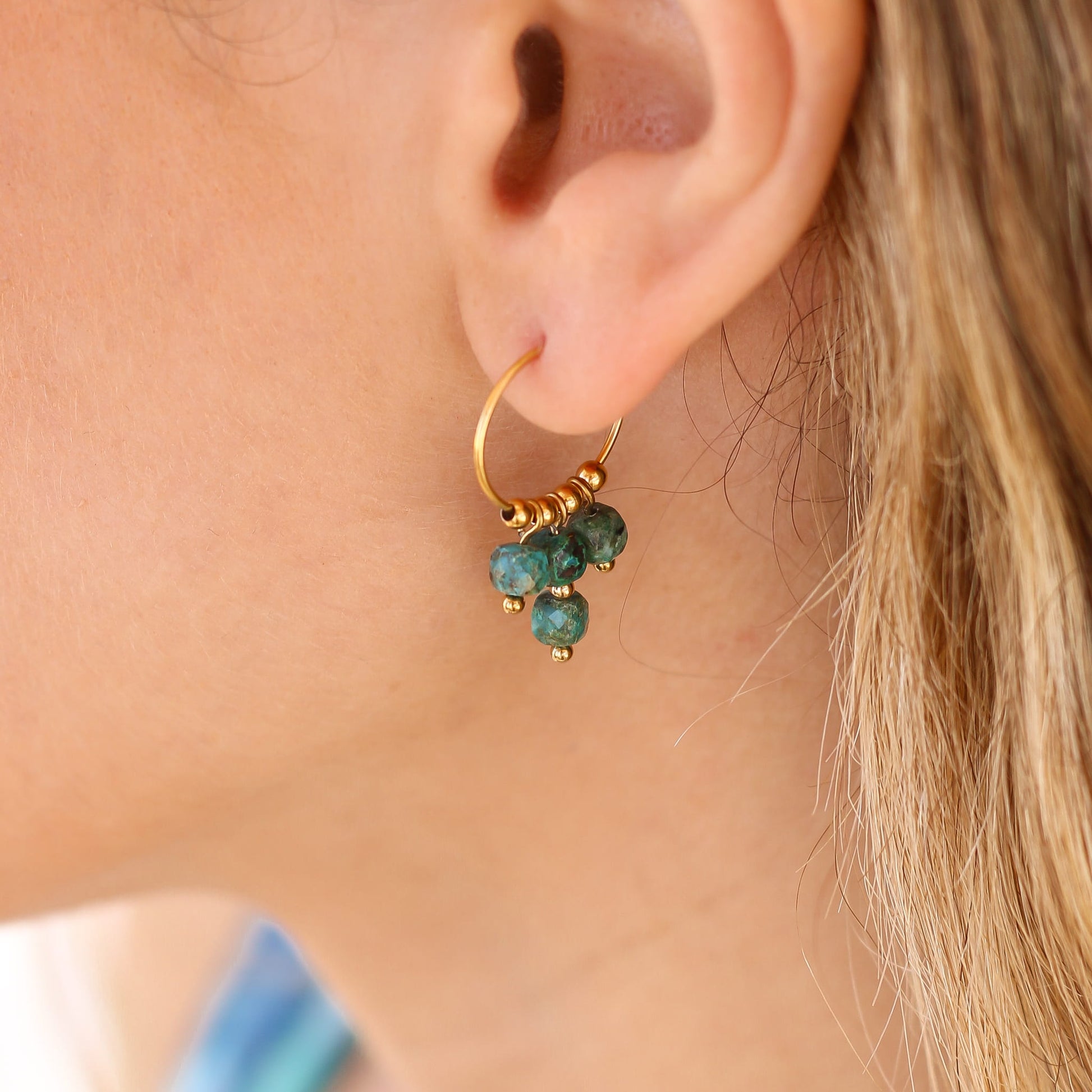 Boucles d'oreilles en turquoise, création faite main.