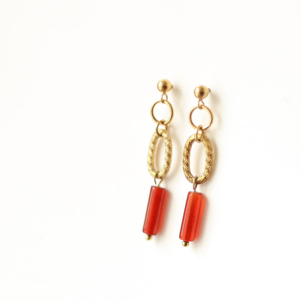Boucles d'oreilles Agate rouge anneaux