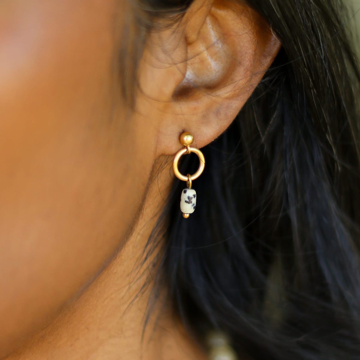 Boucles d'oreilles Jaspe Dalmatien mini
