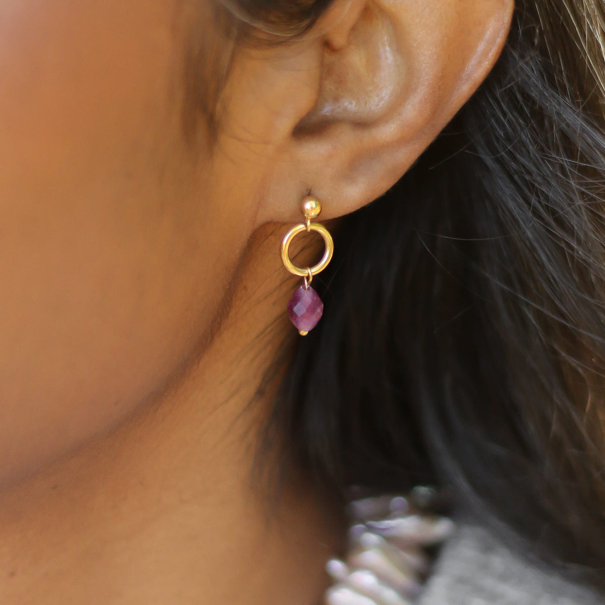 Boucles d'oreilles Aragonite fuchsia mini