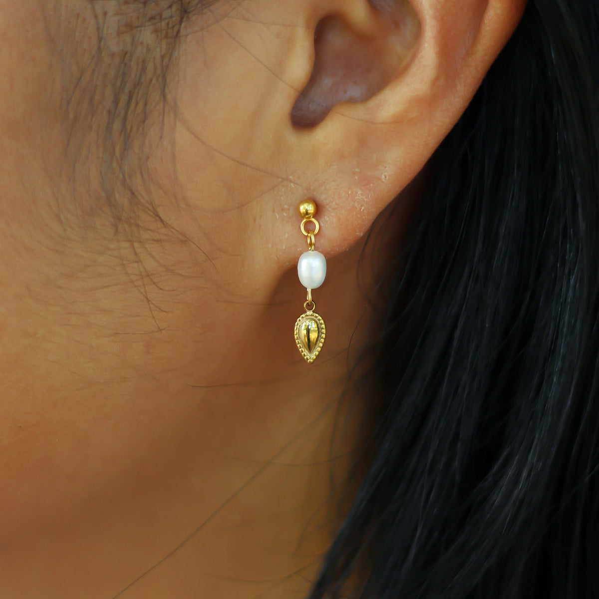 Boucles d'oreilles Perle d'eau douce goutte