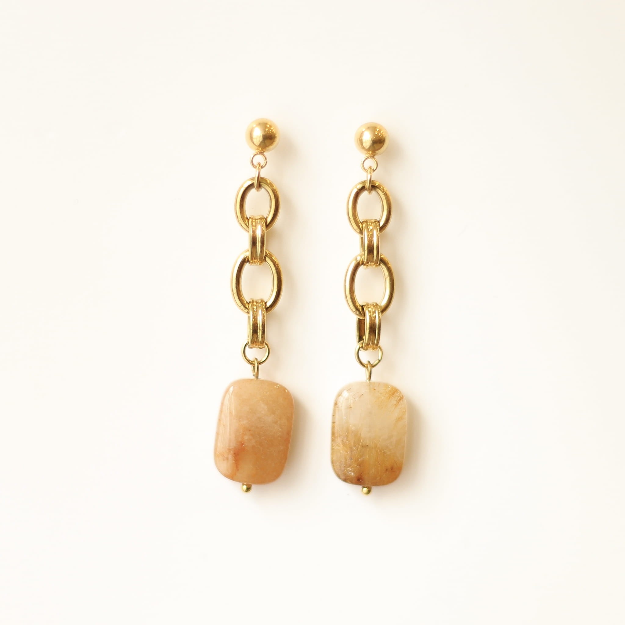 Boucles d'oreilles Quartz rutile chaîne