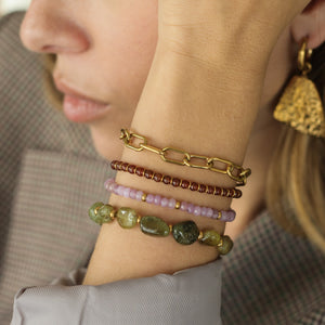 Bracelet en Agate Parme à superposé avec des pierres naturelles