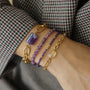 Bracelet perlé en Agate Violet fait à la main en France avec des pierres fines