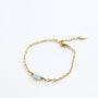 Bracelet en aigue-marine sur chaîne acier inoxydable.