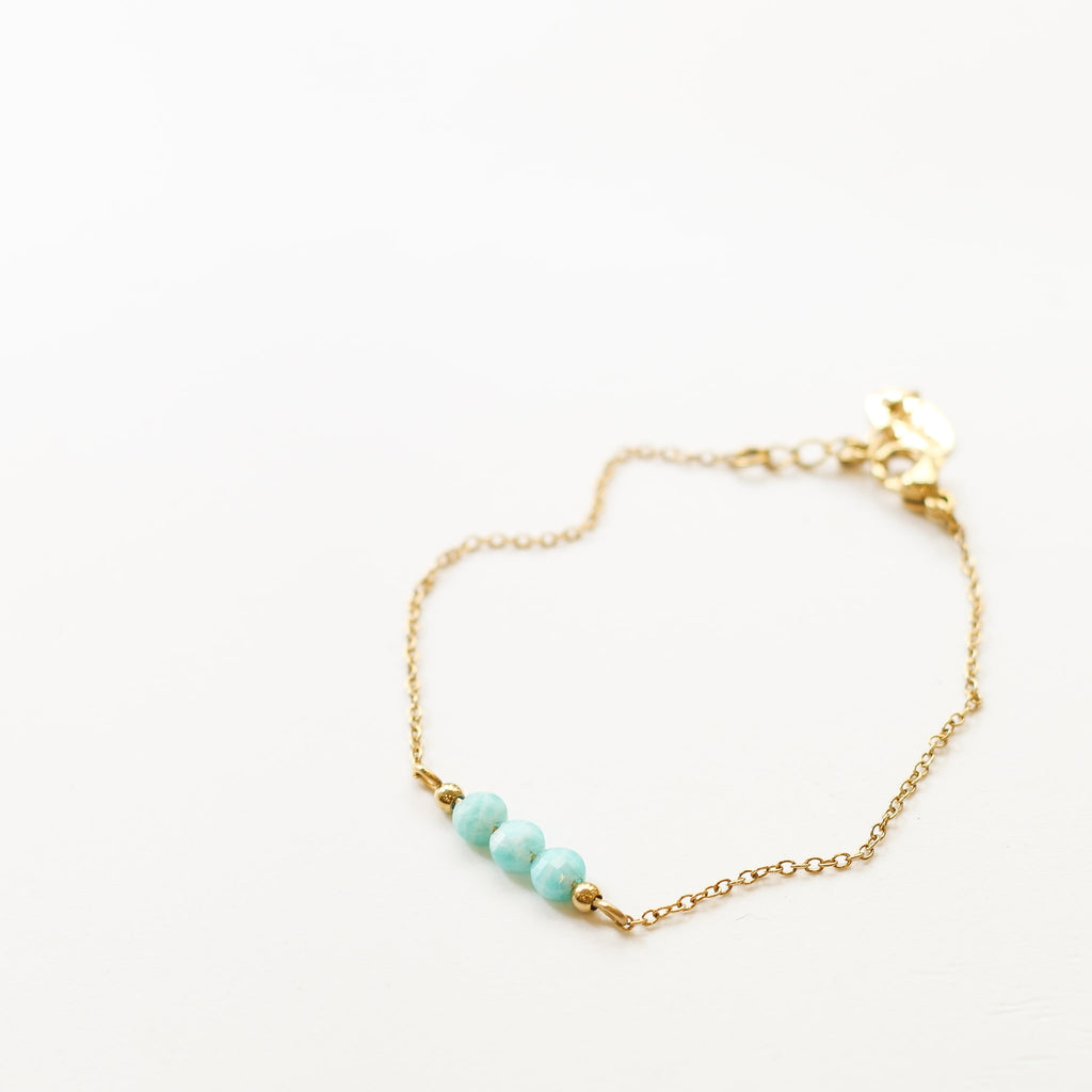 bracelet amazonite bleu turquoise perle acier