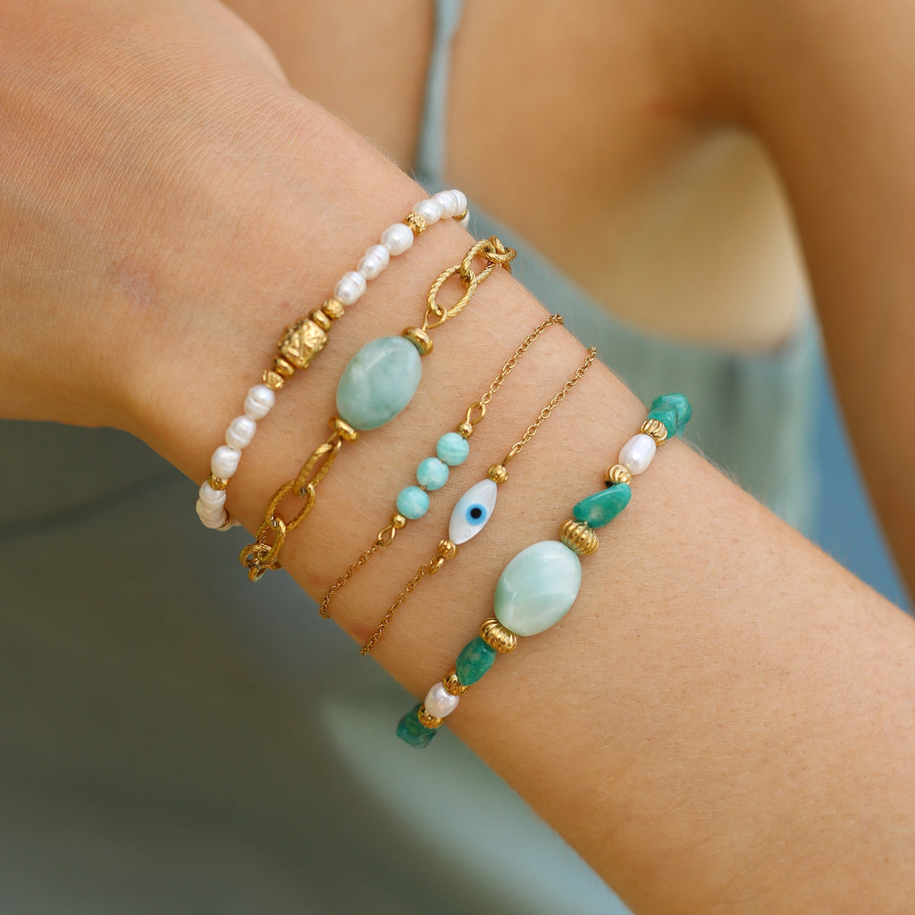 bracelet amazonite bleu turquoise perle bijou