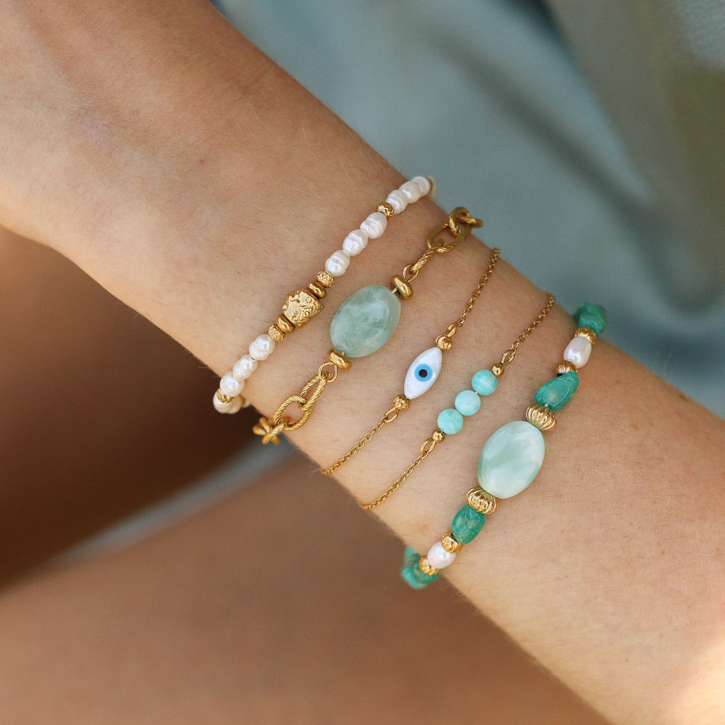 bracelet amazonite bleu turquoise pierre naturelle
