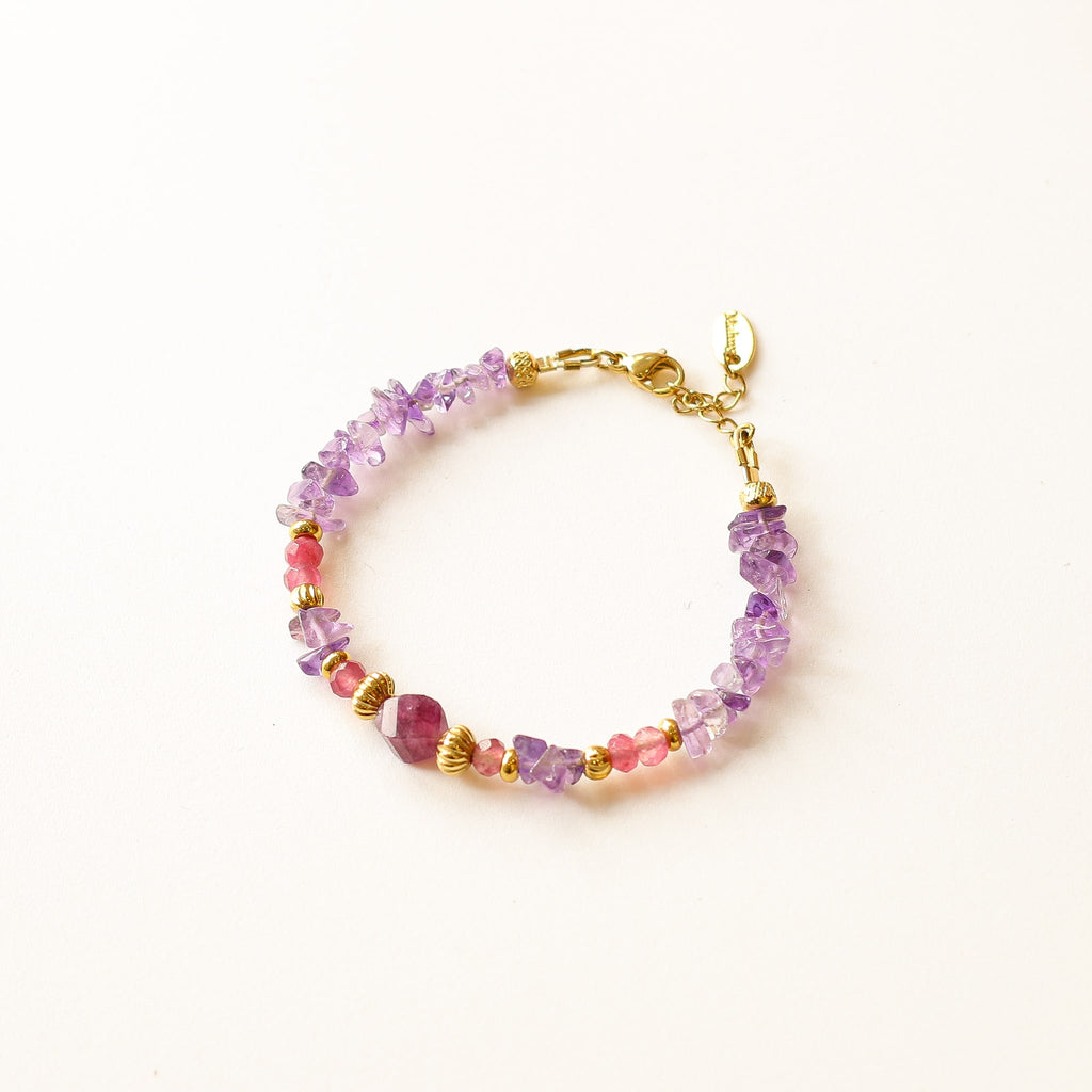 bracelet améthyste rubis violet pierre rose